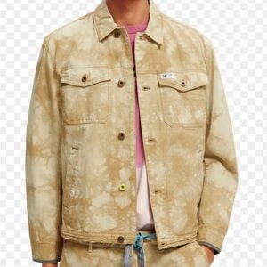 Scotch & Soda Tie Dye Denim Trucker Jacket | Men’s M Tan & white